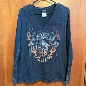 Harley Davidson Long Sleeve Shirt Dark Gray Large